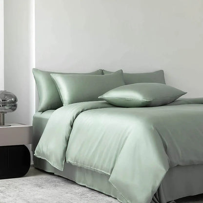 100% Mulberry Silk Bedding Set Solid Color Natural Silk Duvet Cover Set Twin King Queen Size Bed 3pcs/4pcs/5pcs Bed Sheet Set