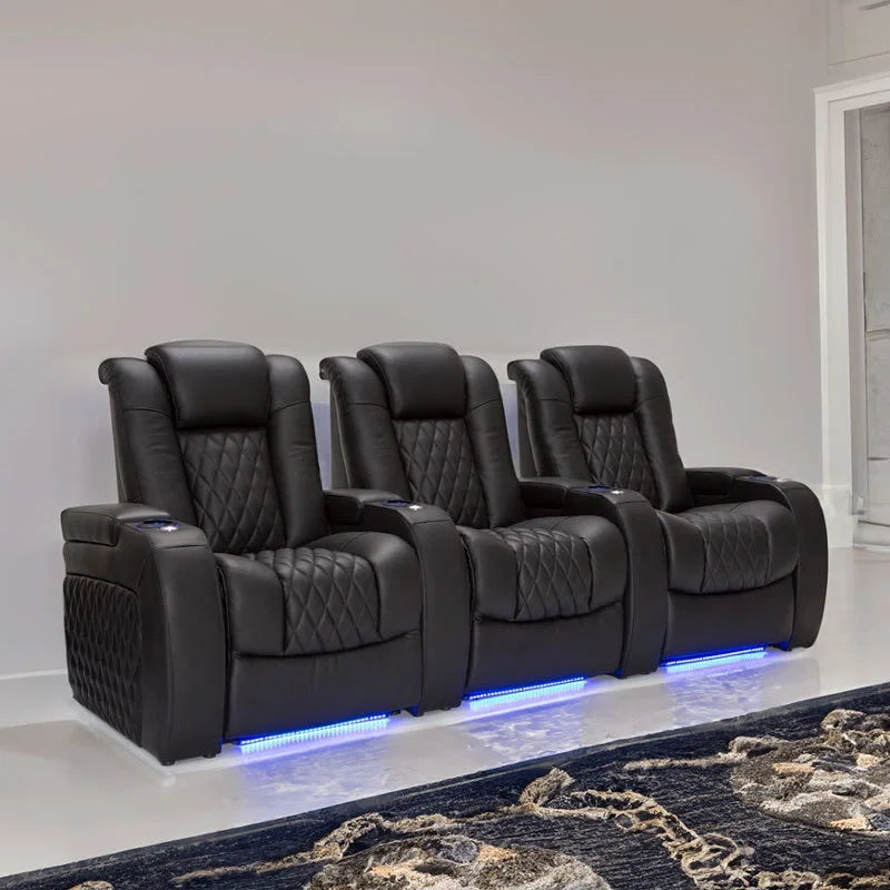 Luxury Theater Furniture Black Color 3seater Electric Cinema Sofa Home Theater Sofa Cinema Living Room Recliner Sofa Chair