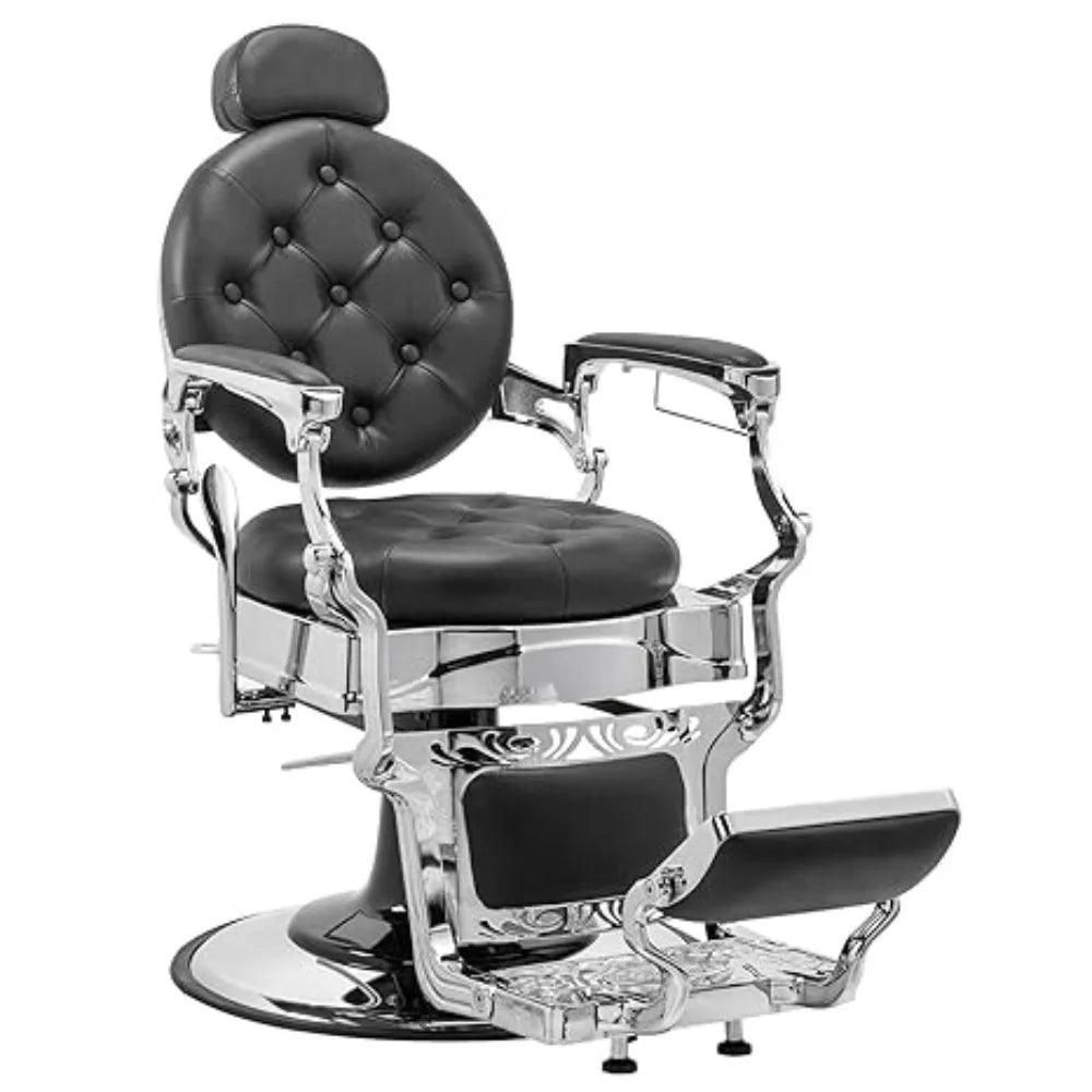 Heavy Duty Barber Chair 700lbs Capacity Vintage Recline Style Hydraulic Operation 360° Rotatable Barber Chair with Headrest