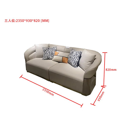 FF Italian Style Light Luxury Genuine Leather Sofa Villa Living Room Large and Small Suite Combination