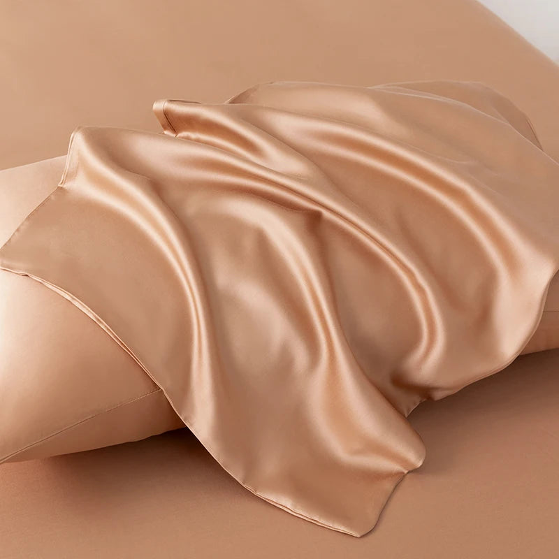 100% Mulberry Silk Bedding Set Solid Color Natural Silk Duvet Cover Set Twin King Queen Size Bed 3pcs/4pcs/5pcs Bed Sheet Set