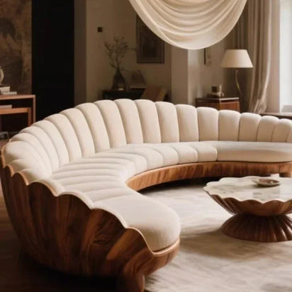 Furniture living room retro style large apartment solid wood multi-person sofa