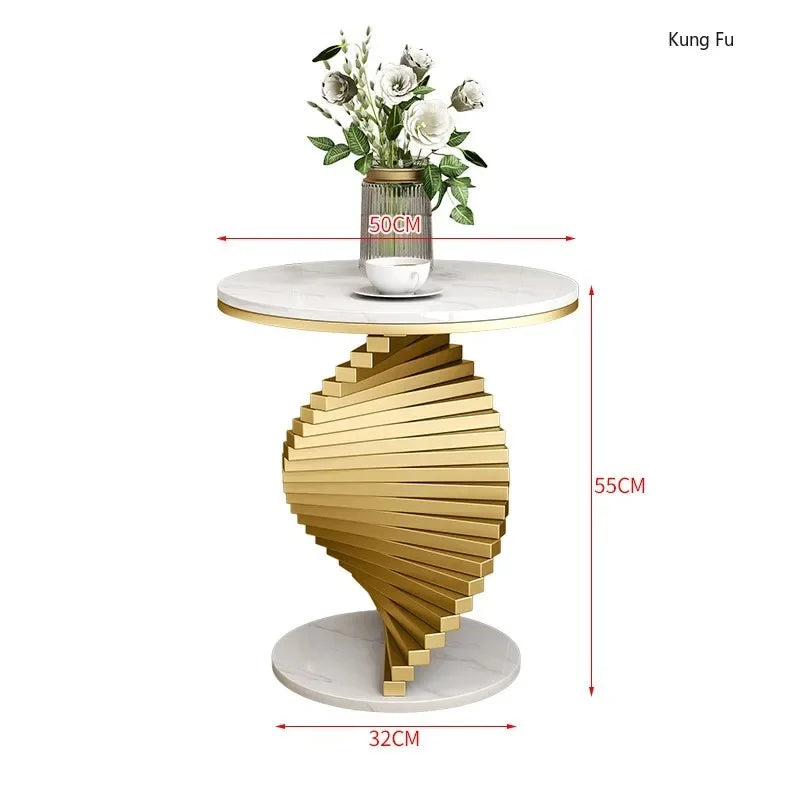 Italian Mild Luxury Marble Side Table Living Room Sofa Corner Table Furniture