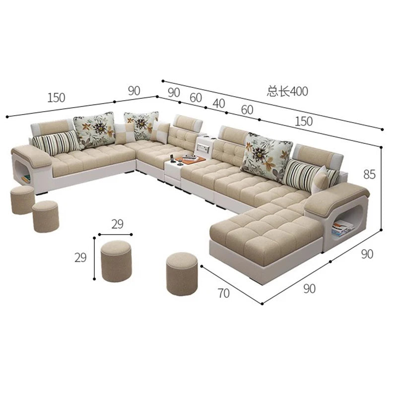 Luxury Minimalist Sofa Multifonction Sectional Storage Massage Sofa Modern Living Room Muebles Para El Hogar Home Furniture