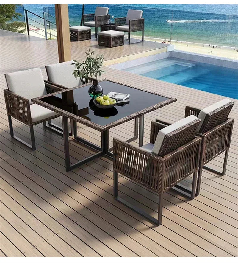 Terrace Garden Rattan Outdoor Chair Leisure Tea Table Patio Outdoor Furniture Set Outdoor Table and Chairs Garden Furniture Sets