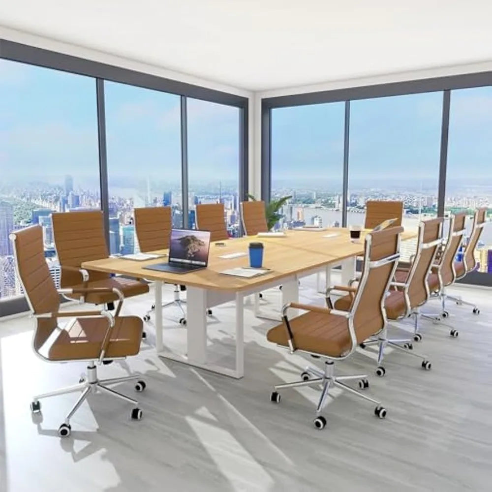 Home Office Chair Ribbed, Modern Leather Conference Waiting Room Chairs,Ergonomic Office Desk Chair, High Back Executive Compute
