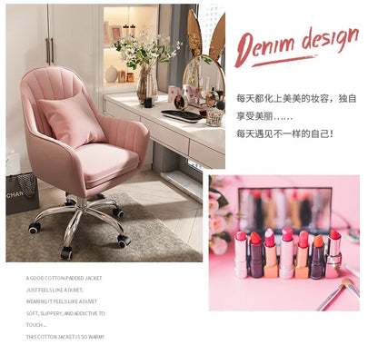 Cute Desk Chair For Girls Pink Ergonomic Computer Swivel Chair Adjustable Height Plush Padded Study Chair Bedroom Dorm Office