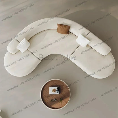 L-shaped corner curved special-shaped sofa small apartment beauty salon hotel office lobby lounge area reception