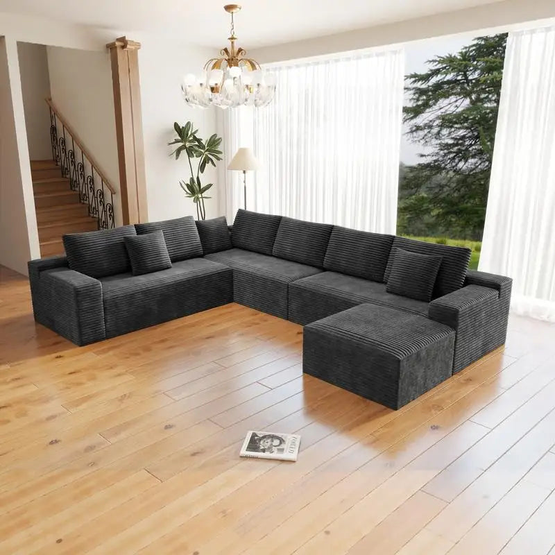 Modular Sectional Sofa, Upholstered Couch for Living Room/Bedroom/Apartment, No Assembly Needed, 4 PC Flexible Combination,