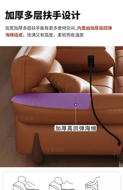 Relaxing Genuine Leather Sofa Living Room Electric Reclining Italian Sofa Lounge Luxury Divano Soggiorno Furniture Home