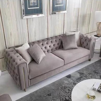 Simple Minimalist Light Luxury Fabric Sofa Set Furniture Velvet 1- 3 Seat Honeycomb Stainless Steel Living Room Sofas For Home