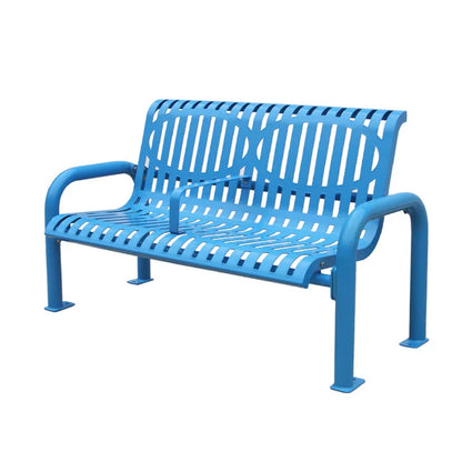 Outdoor Furniture Powder Coated Slatted Steel Bench Seat Outside Park Metal Seating Bench Garden Rustic Sitting Chair Bench