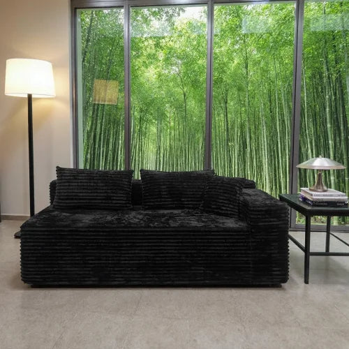 No-Assembly Reversible Sectional Sofa - Plush Corduroy Fabric, Cloud-Like Chaise Lounge, Timeless Sleek Design
