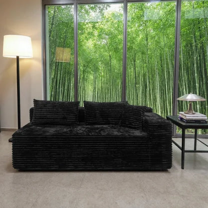 No-Assembly Reversible Sectional Sofa - Plush Corduroy Fabric, Cloud-Like Chaise Lounge, Timeless Sleek Design
