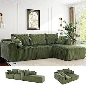 Customizable Shaped Modular Sectional Sofa, No Assembly Boneless Compression Memory Foam Cloud Couch with Sleeper