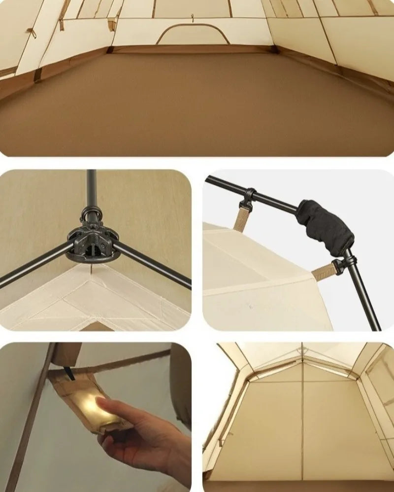 Oxford Cloth Beach Tent Rainproof Sunproof Ventilation Nature Hike Family Travel Shelter Tent Large Space Camping Supplies Tents