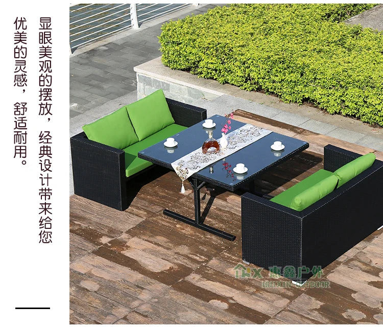 Outdoor rattan tables and chairs balcony rattan sofa courtyard leisure rattan art