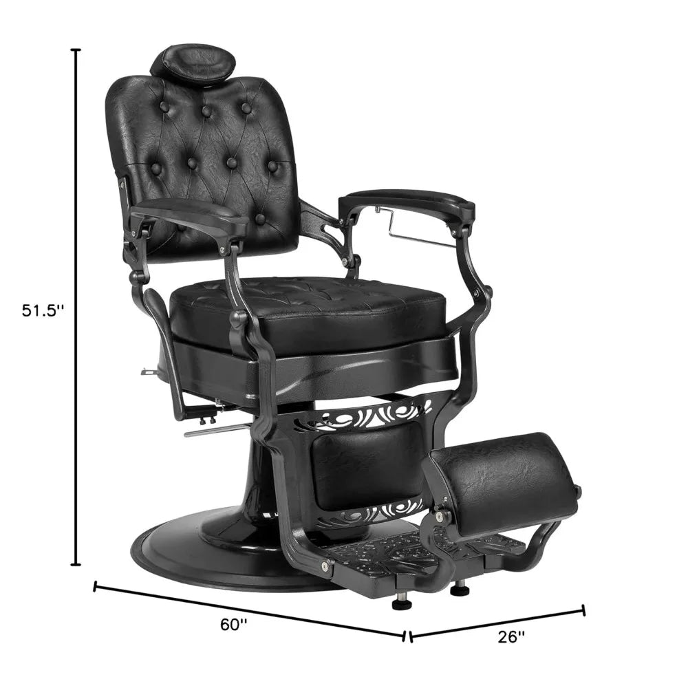 Vintage Heavy Duty Barber Chair Hydraulic Recline with Headrest 360° Rotatable Professional Salon Chair Supports up to 700lbs