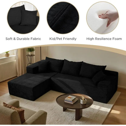 Sectional Couches for Living Room, Boneless Couch with L-Shape Chaise, Modular Sofa in Box with Deep Seat, No Assembl，Customized