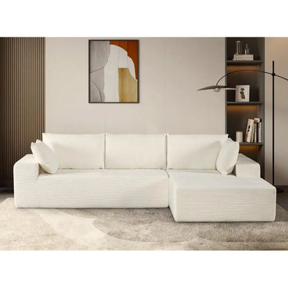 Convertible Sectional Sofa in Soft Corduroy, Modern Comfy Couch with Full Foam Cushioning, Cozy Sleeper for Living Room or