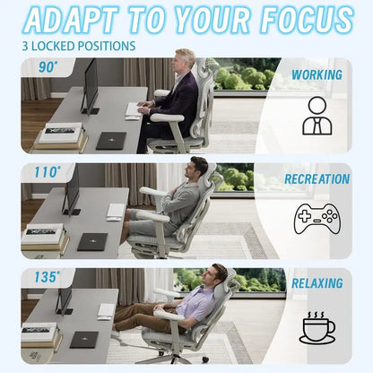 High-Back Mesh Ergonomic Office Chair with Adjustable Footrest, Lumbar Support, and 4D Armrests for Home and Gaming Desks