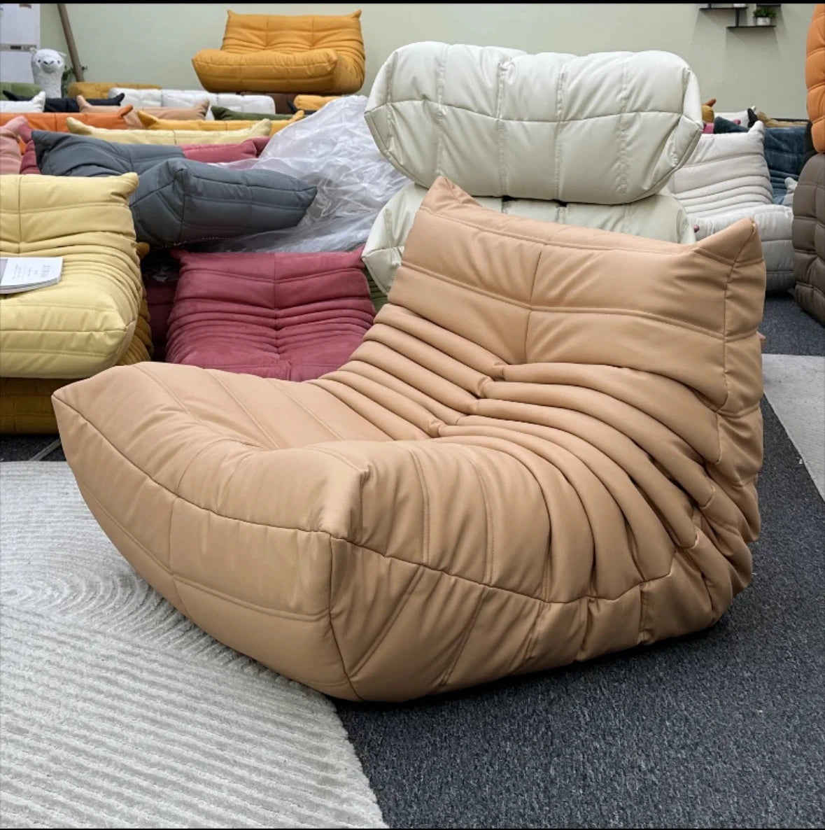 Lazy sofa, togo caterpillar sofa, light luxury, simple Internet celebrity creative chair, suede freehand space recliner