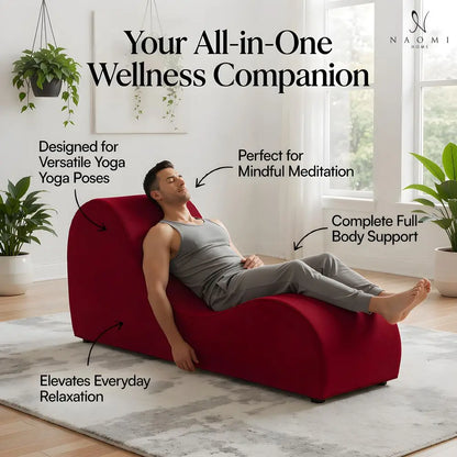 Yoga Chair for Adults Ergonomic Yoga Chaise Lounge Bench, Wood amp Metal Frame, 330 lb Capacity, Upholstered Microfiber Lounge