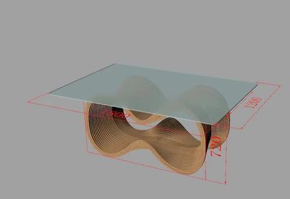 Contemporary Coffee Table, 42.5 x 28.5 x 16.1 with Tempered Glass, Natural Wood Finish for Living Room