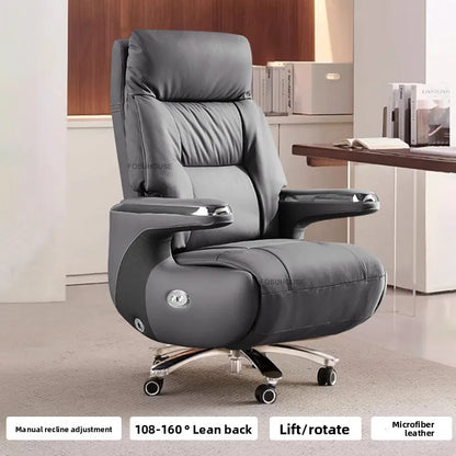 Electric Reclining Office Chairs Luxury Leather Executive Computer Armchair European Bedroom Furniture Home Ergonomic Desk Chair