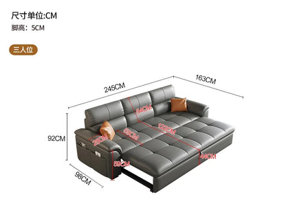 Designer Leather Sofa Living Room Ajustable Lounge Foldable Sofa Reclinable Modular Minimalist Woonkamer Banken Lounge Furniture
