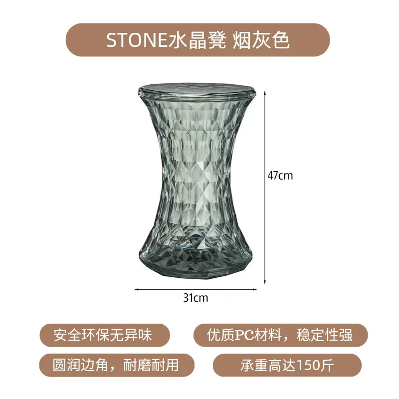 Nordic creative crystal stool Nordic simple color transparent bathroom home shoe changing  creative ins low