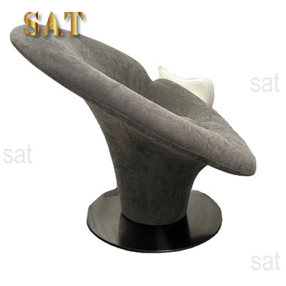 #y Elegant Accent Casual Black  Leather Lounge Chairs Single Sitting Room Arm Chair Living Room steel Flower fiberglass Armchair