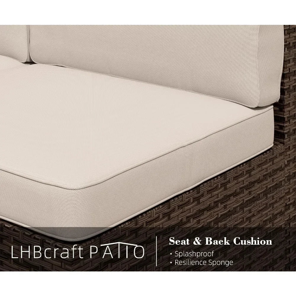 Furniture Set, Outdoor Furniture Patio Sectional Sofa, All Weather PE Rattan Outdoor set with Cushions and Table