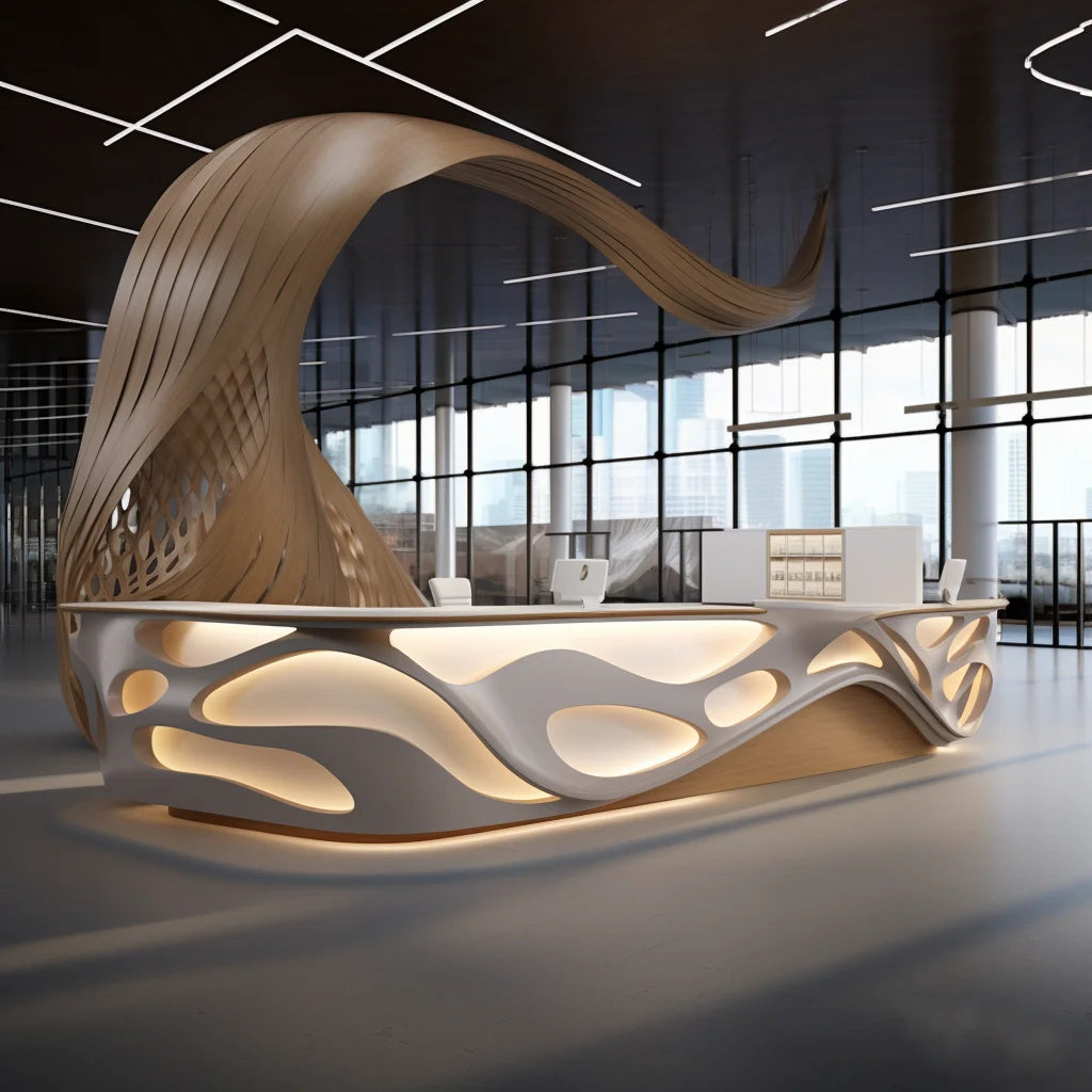 Painting front desk FRP reception desk Special-shaped creative service Bar counter Company information desk customization