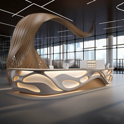 Painting front desk FRP reception desk Special-shaped creative service Bar counter Company information desk customization