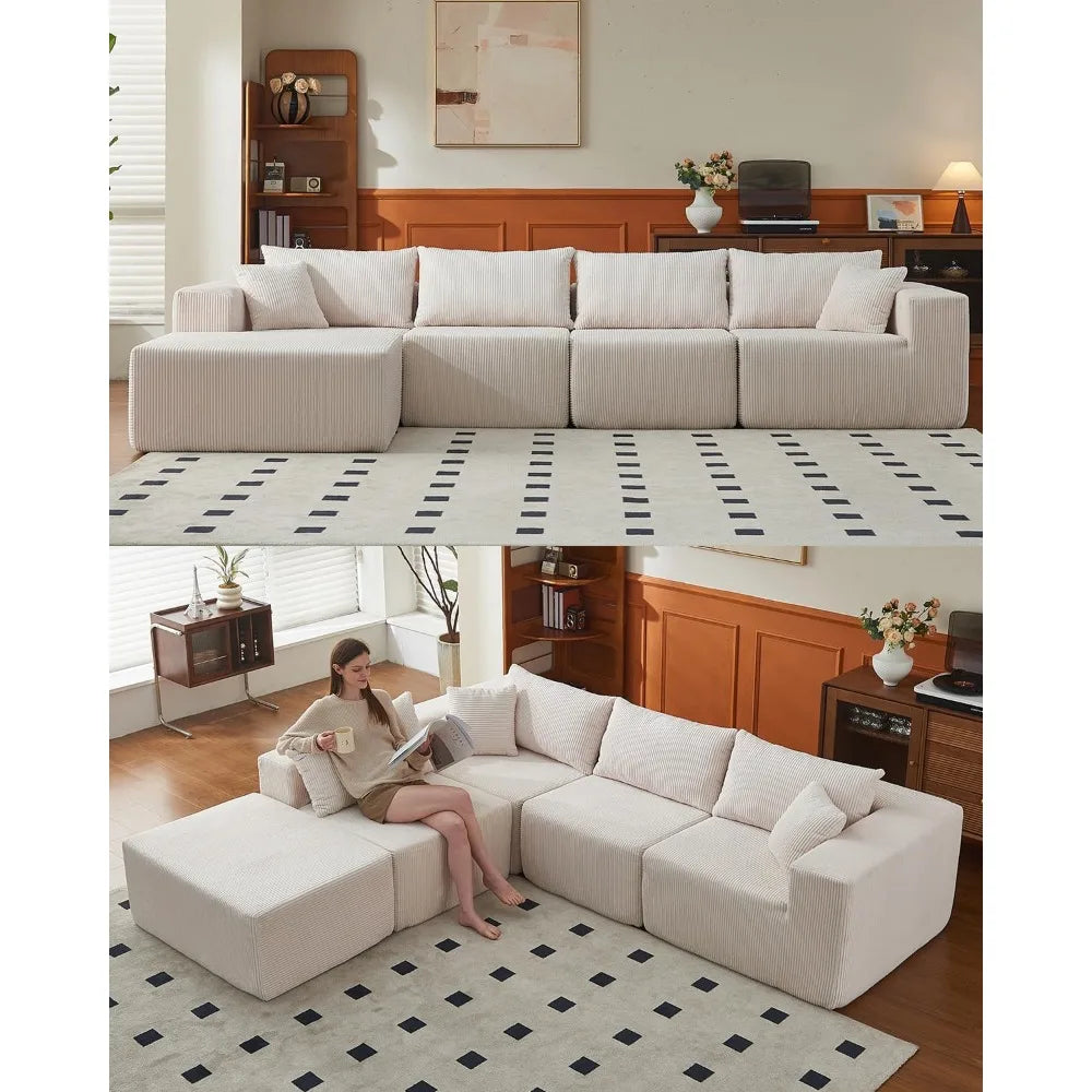 Cloud Modular Sectional Couch, Modern L Shaped Sofa, Memory Foam Compressed Sofa, Boneless Couch Perfect for Living Rooms a