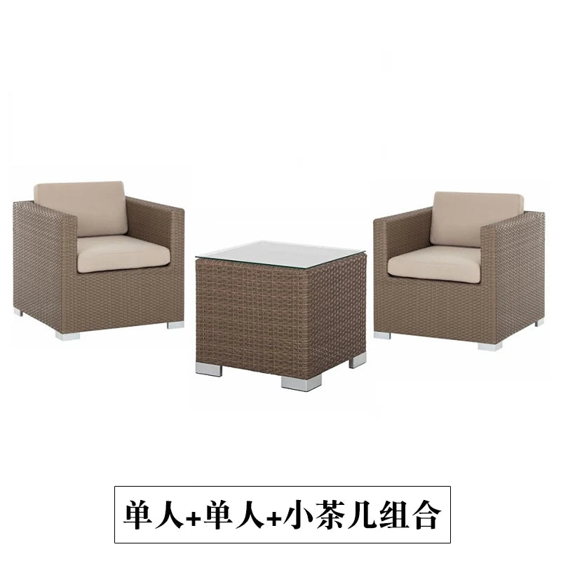 Outdoor Coffee Table Garden Sofas Combination Leisure Nordic Lawn Garden Sofas Simple Pe Rattan Furniture Sofá Jardín MHHYSF