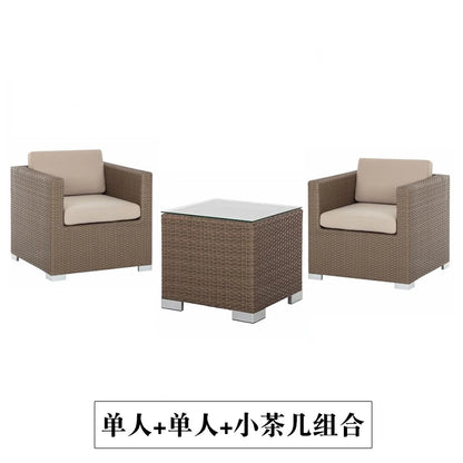 Outdoor Coffee Table Garden Sofas Combination Leisure Nordic Lawn Garden Sofas Simple Pe Rattan Furniture Sofá Jardín MHHYSF