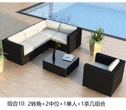 Terrace Modern Garden Sofas Outdoor Combination Courtyard Nordic Garden Sofas Waterproof Pe Rattan Furniture Sofá Jardín MHHYSF