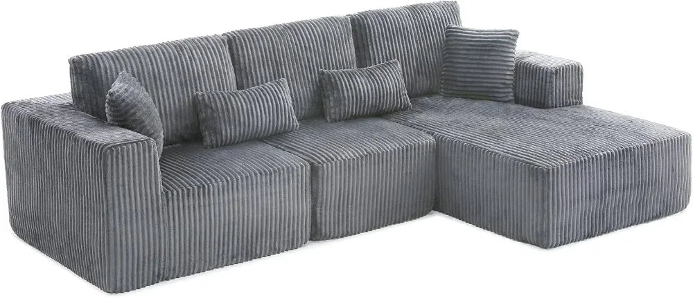 L-Shaped Modular Cloud Sofa with Chaise & Deep Seats