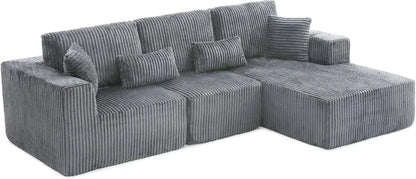 L-Shaped Modular Cloud Sofa with Chaise & Deep Seats
