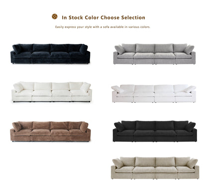 Living room inventory washable modern U-shaped 4-seat family white cloud modular combination sofa set