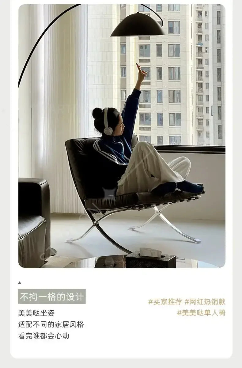 Stylish Barcelona Single, Sofa Chair For, High End Living Room, Italian Designer Lazy, Coffee Sofa Cozy