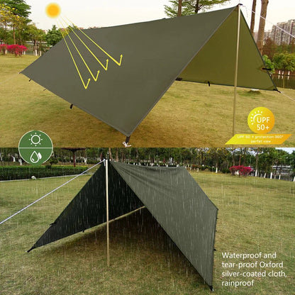 19 Hang Point Tarp Waterpoof Survival Bushcraft Sun Shelter Beach Shade Tent Outdoor Canopy Backpacking Tourist Awning 4x4 3x3m
