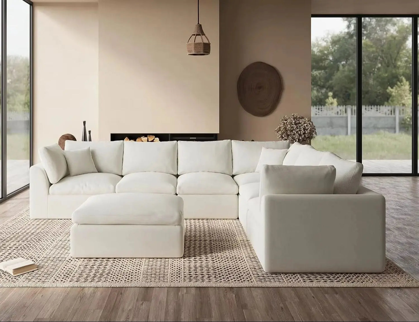 Oversized Cloud Couches for Living Room, Convertible Sectional Couch with Ottoman, 7 Seater Large Modular Sectional Sofa