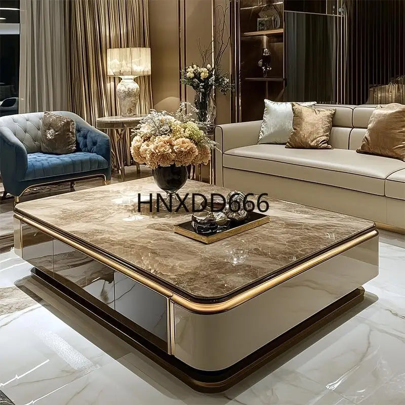 Microcrystalline stone large apartment flat living room coffee table marble