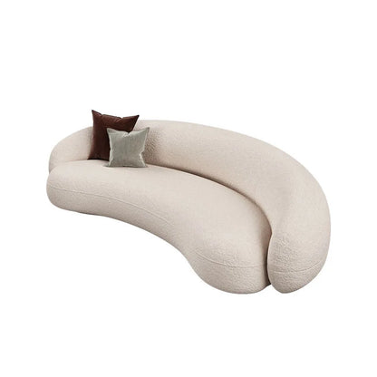 Internet celebrity lamb wool coffee table combination hotel lobby lounge multi-person curved fabric sofa