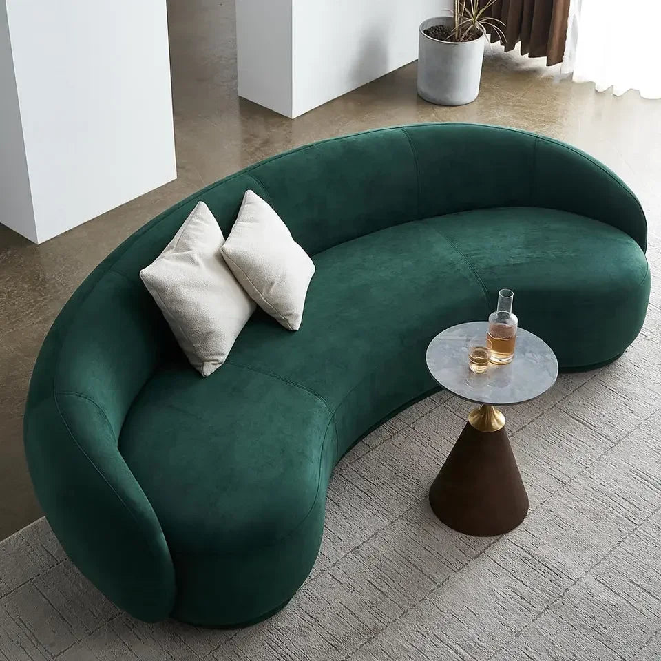 #h Hot Sell Unique Italian Design Curved Lambswool Banana Sofa Living Room Settee Designer Curved Couch Sofa