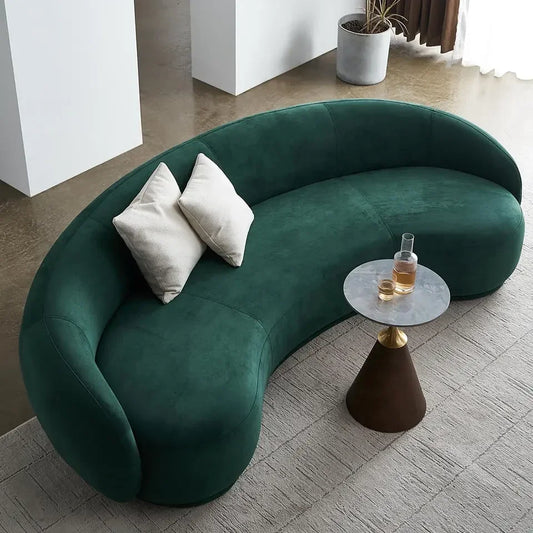 #h Hot Sell Unique Italian Design Curved Lambswool Banana Sofa Living Room Settee Designer Curved Couch Sofa