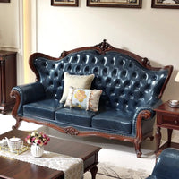 American all-solid wood leather sofa combination living room furniture large apartment European style